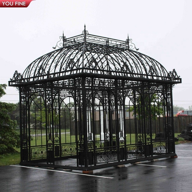 Outdoor Garden Wrought Iron Gazebo Metal Greenhouse for Sale