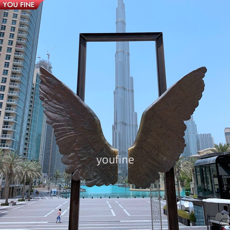 Outdoor Street Life Size Casting Bronze Winged  Sculpture Statue