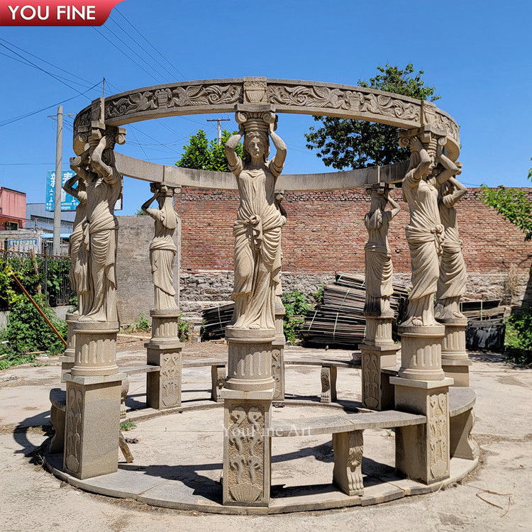 Large Stone Round Gazebo Outdoor Marble Pergola