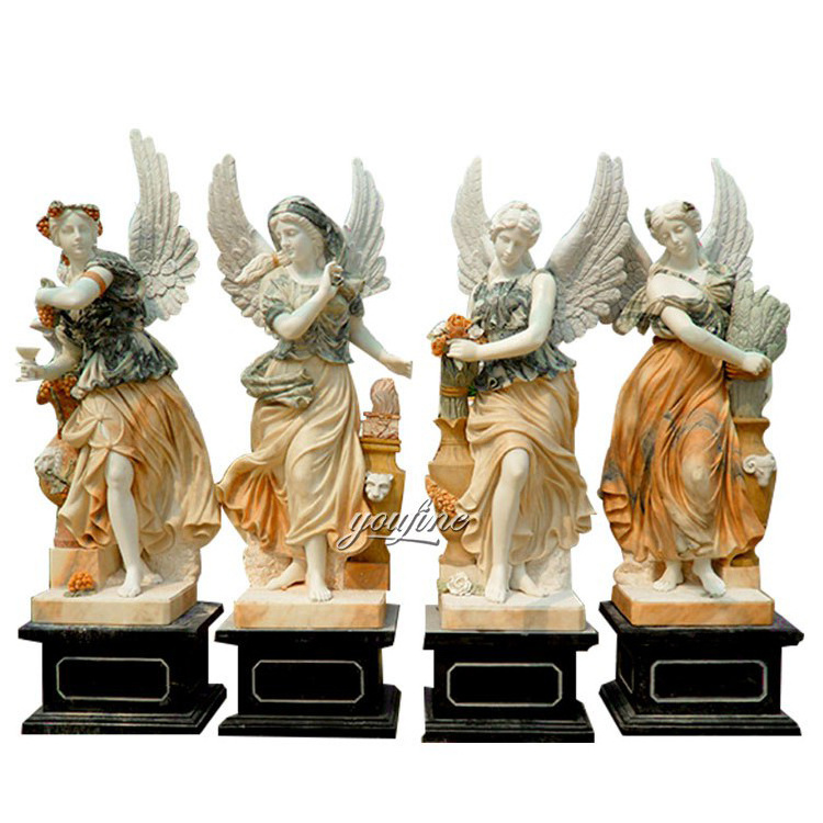 Life Size Natural Stone Garden Sculpture Four Season Goddess Angel Marble Statue