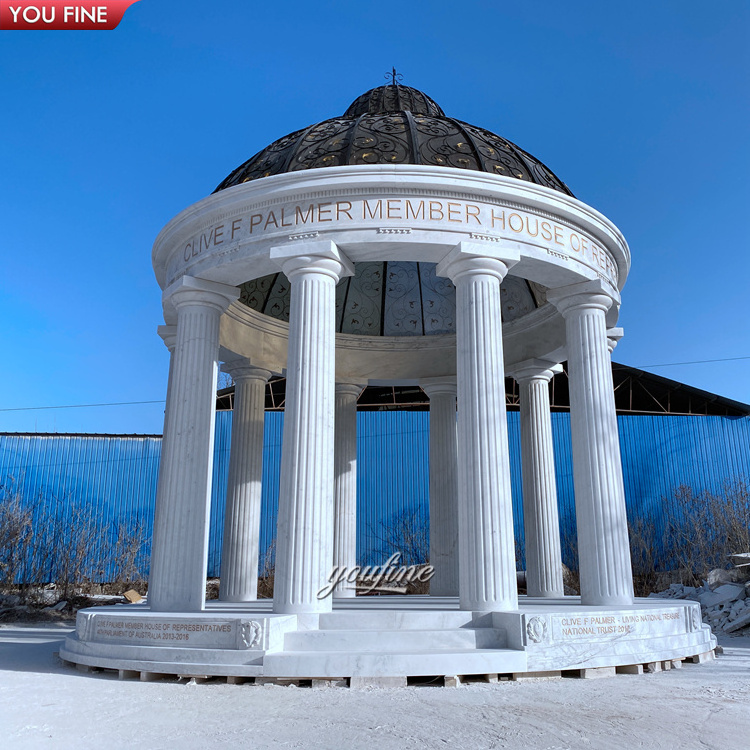 Customized Outdoor Hand Carved Large Natural Stone Pavilion Big Luxury Marble Garden Gazebo