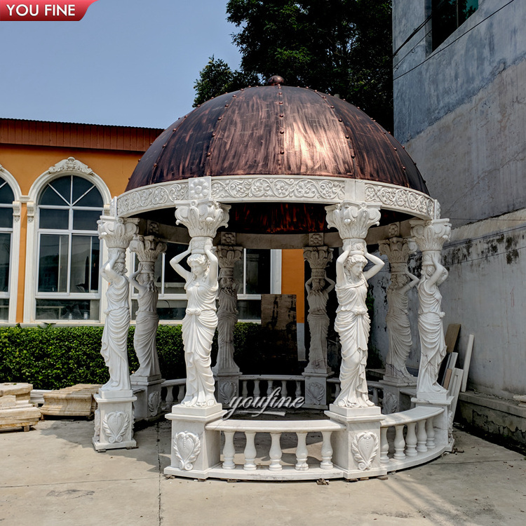 Customized Outdoor Hand Carved Large Natural Stone Pavilion Big Luxury Marble Garden Gazebo