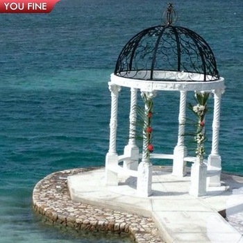 Garden Natural Stone Hand Carved White Marble Gazebo Outdoor for Wedding