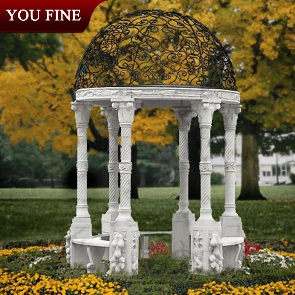 Garden Natural Stone Hand Carved White Marble Gazebo Outdoor for Wedding