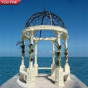 Garden Natural Stone Hand Carved White Marble Gazebo Outdoor for Wedding