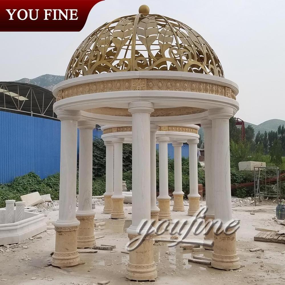 Garden Natural Stone Hand Carved White Marble Gazebo Outdoor for Wedding