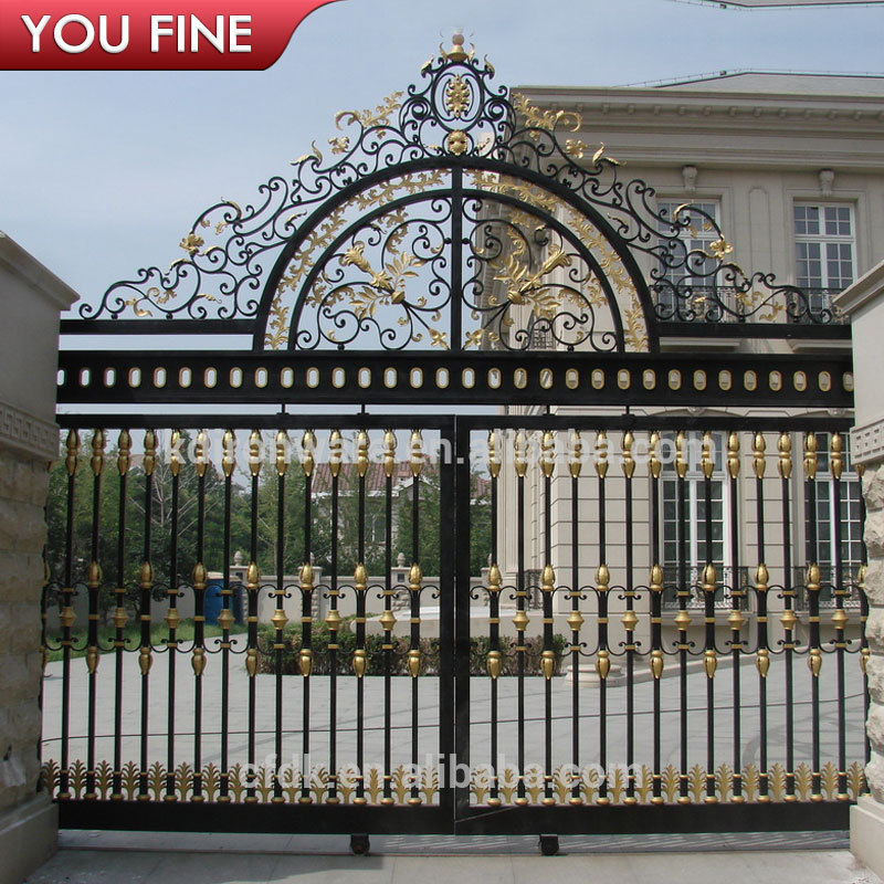 High Quality Villa Garden Yard Entrance Main Wrought Double Swing Metal Iron Gate