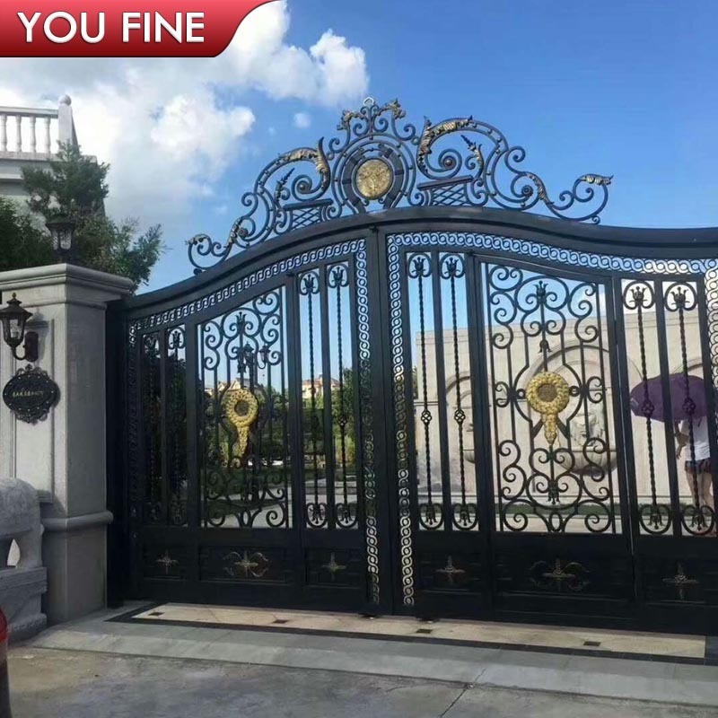 High Quality Villa Garden Yard Entrance Main Wrought Double Swing Metal Iron Gate