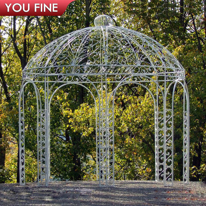 Simple Outdoor Cast Metal Garden Wrought Iron Gazebo With Glass for Decoration