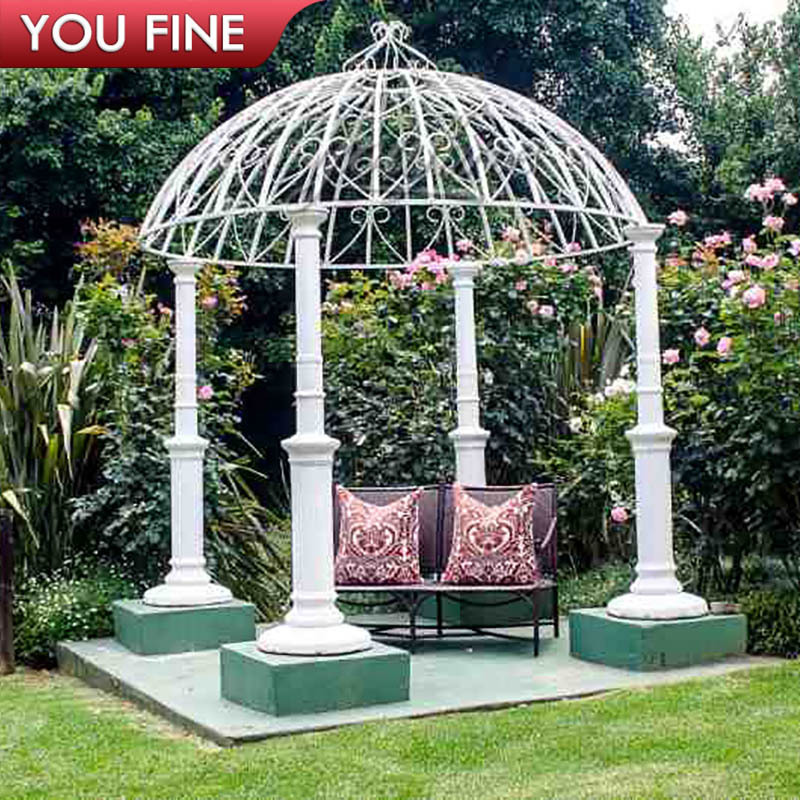 Simple Outdoor Cast Metal Garden Wrought Iron Gazebo With Glass for Decoration