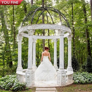 Outdoor Large White Marble Gazebo Wedding Decorations with Column