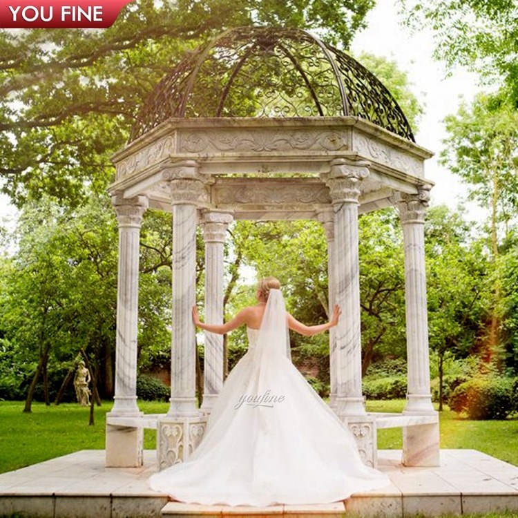 Outdoor Large White Marble Gazebo Wedding Decorations with Column