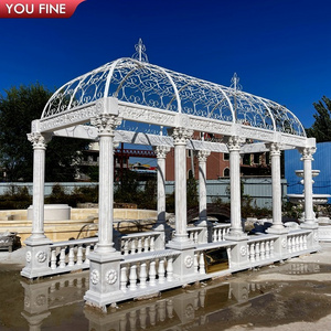 Outdoor Decorative Garden White Marble Stone Greek Gallery Gazebo