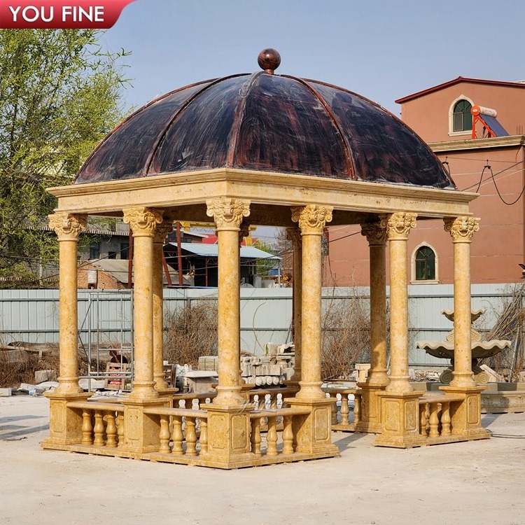 Outdoor Square Yellow Marble Column Gazebo Suppliers