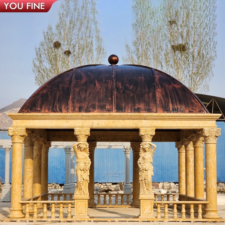 Outdoor Square Yellow Marble Column Gazebo Suppliers