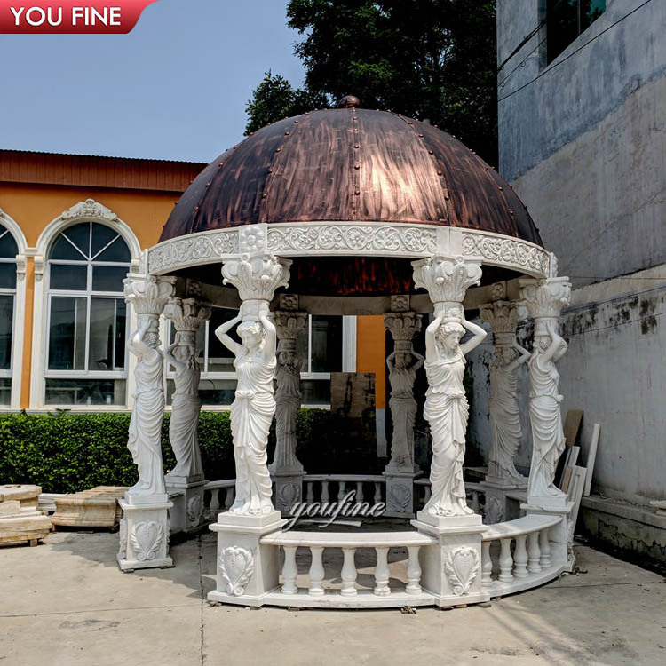 Garden Decorative Victorian Gazebo Marble with Figure Statue