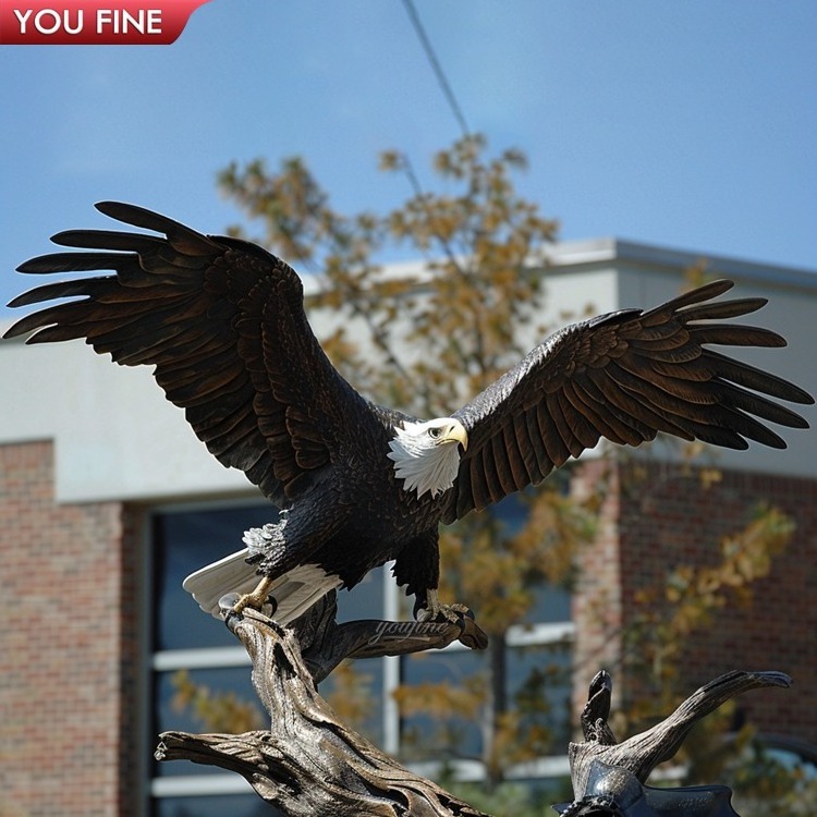 Outdoor Garden Art Decoration Large Cast Bronze Eagle Sculpture Brass Statue