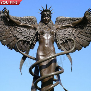 Monument Outdoor Large Size Decoration Bronze Caduceus Angel Sculpture