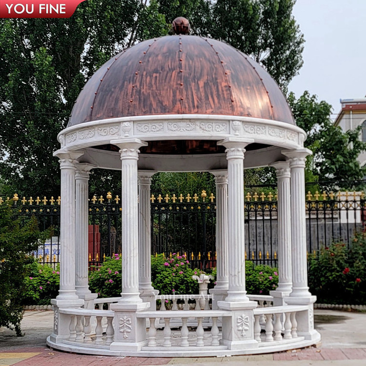 Outdoor Hand Carved Outdoor Stone Luxury Garden Marble Gazebos For Sale