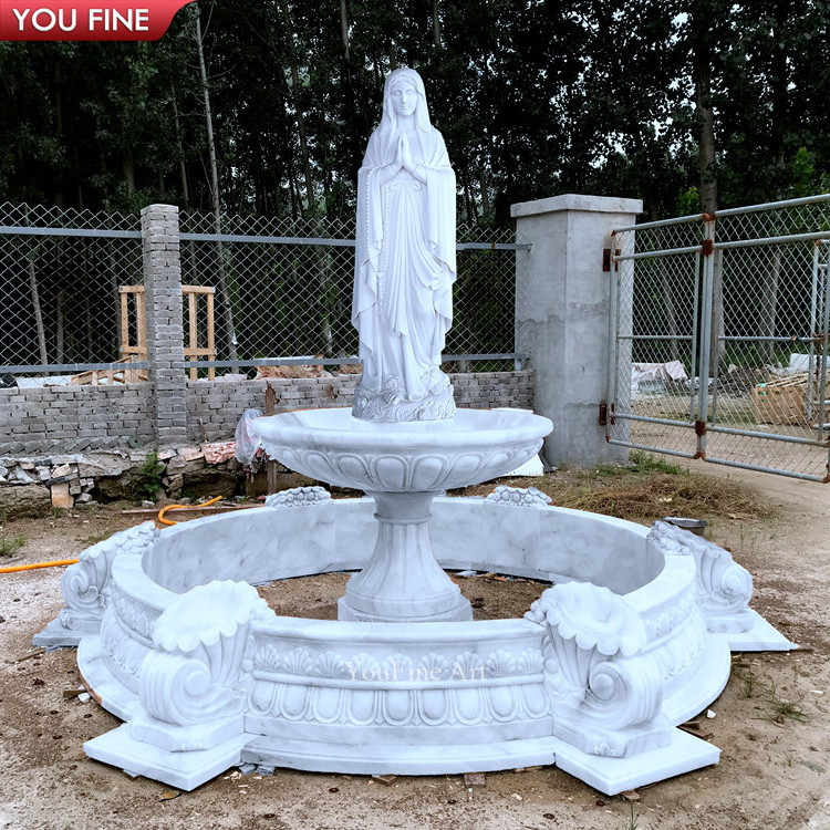 Large Outdoor Hand Carving Virgin Mary Marble Water Fountain