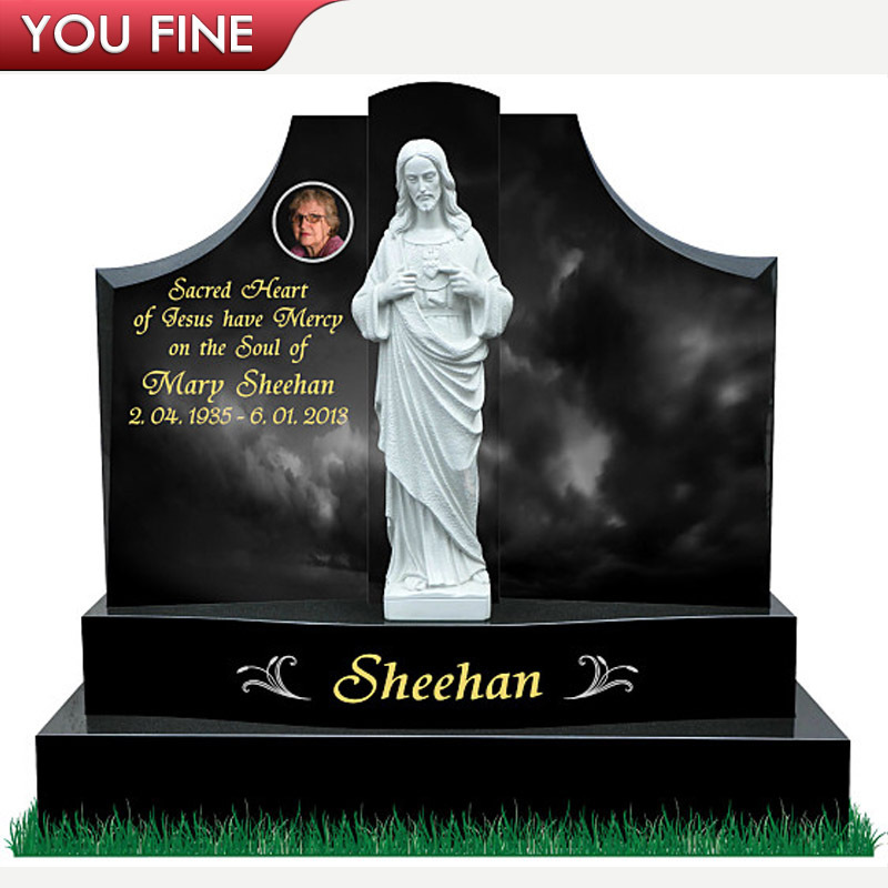 Custom Design Outdoor Hand Carved Black Granite Book Marble Headstone