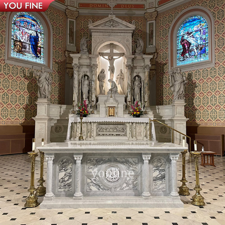 Luxury Church Custom Natural Stone Hand Carved Large High Marble Main Altar