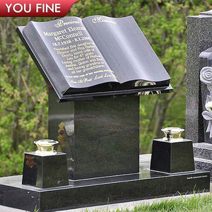 Custom Design Outdoor Hand Carved Black Granite Book Marble Headstone