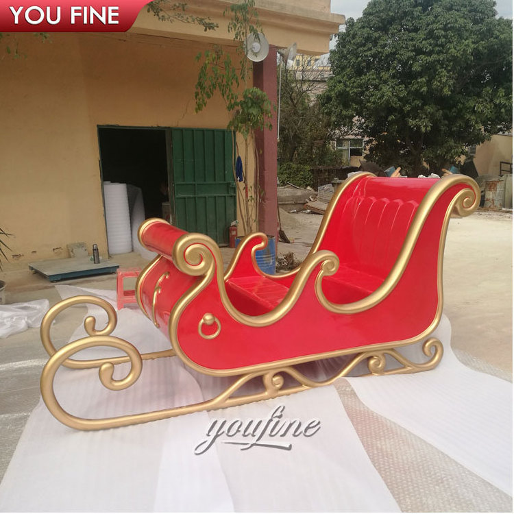 Large High Quality Customized Christmas Ornament Fiberglass Santa Sleigh Decoration