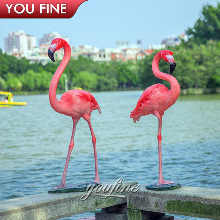 Outdoor Garden Life Size Resin Flamingos Statue Sculpture