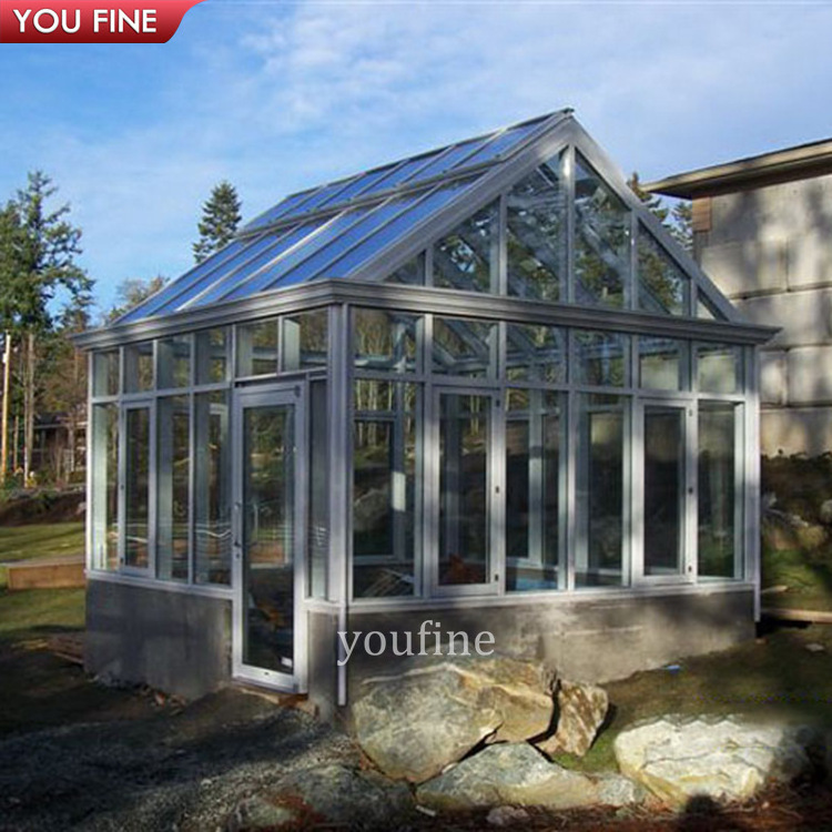 Customizable Free Standing Sunrooms Houses Aluminum Frame Triangle Roof Sunroom Backyard Glass House Gazebo