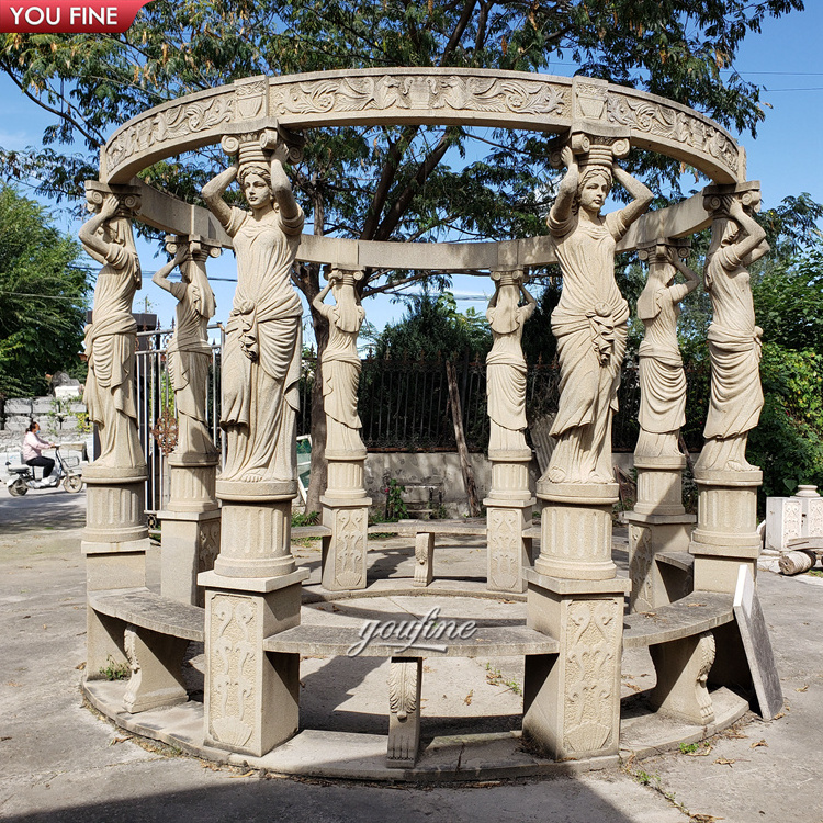 Outdoor Garden Large Western Style Stone Gazebo Marble