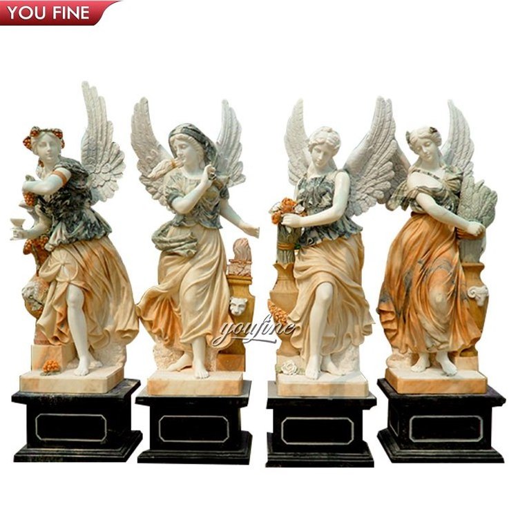 Life Size Natural Stone Garden Sculpture Four Season Goddess Angel Marble Statue