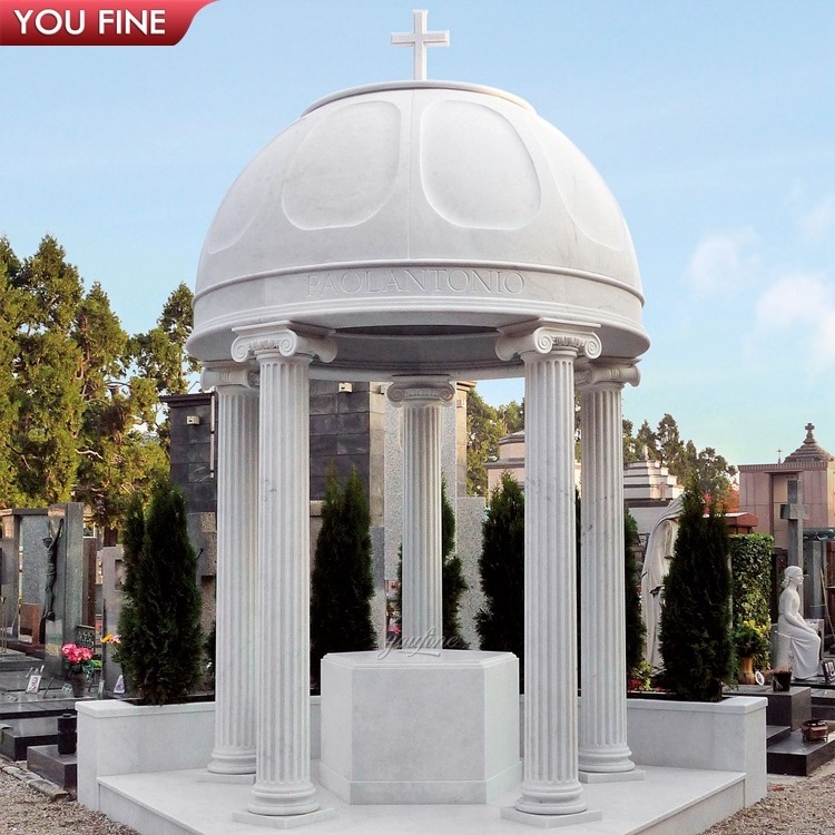 Outdoor Hand Carved Gazebos with Marble Dome Top for Church Memorial