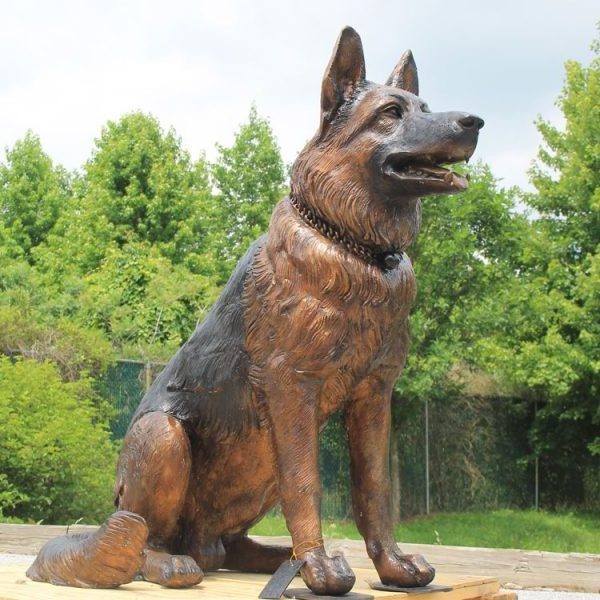 Custom Made Life Size German Shepherd Garden Metal Brass Statue Bronze Dog Sculpture