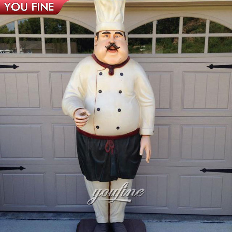 Lovely Cartoon Theme Restaurant Decoration Fiberglass Chef Sculpture Resin Statue