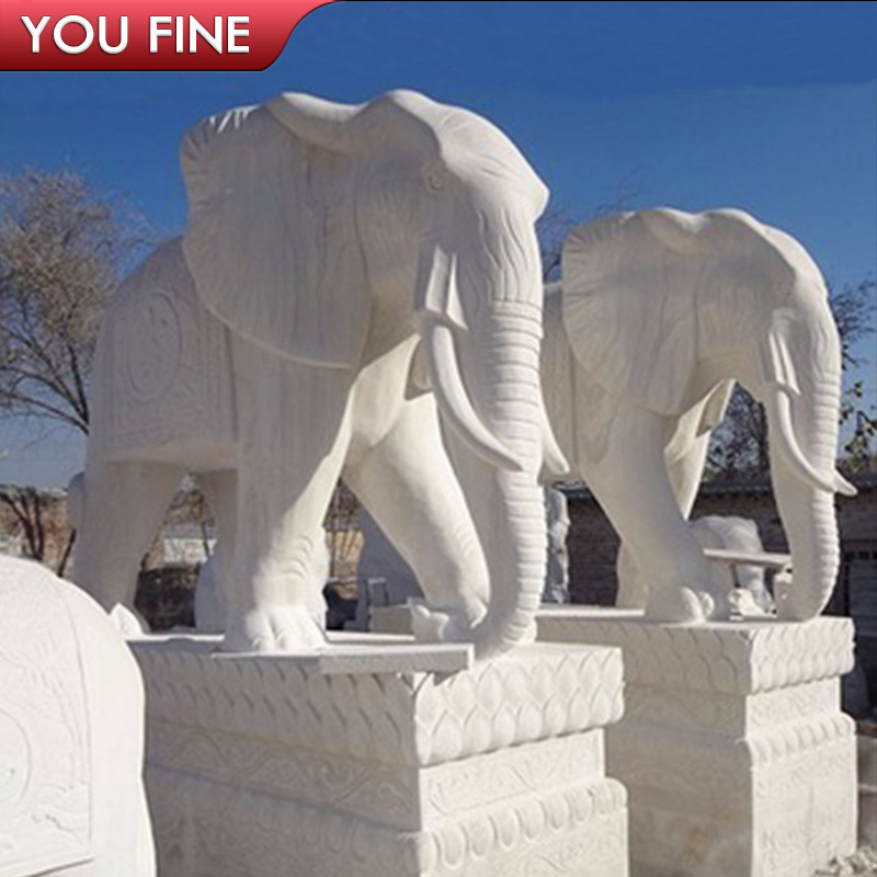 Natural Marble White Elephant Statues for Sale