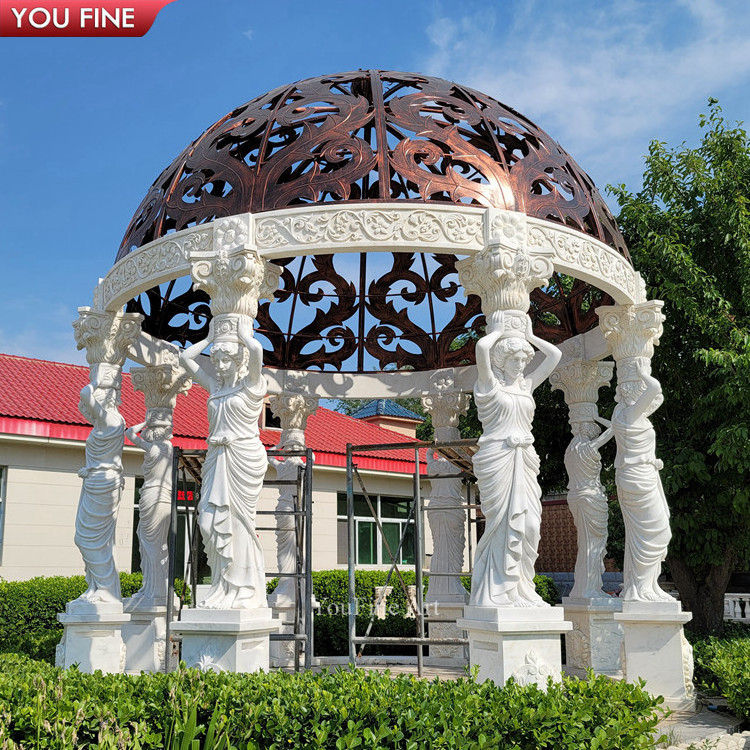 Outdoor Hand Carved Outdoor Stone Luxury Garden Marble Gazebos For Sale