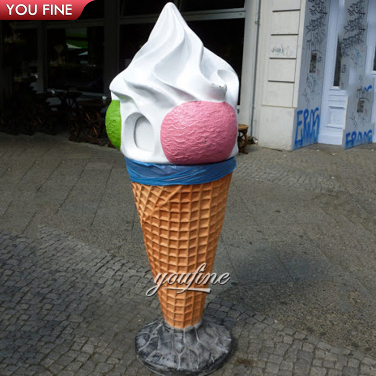 Theme Park Large Fiberglass Cone Ice Cream Sculpture Dessert Food Statue For Bar