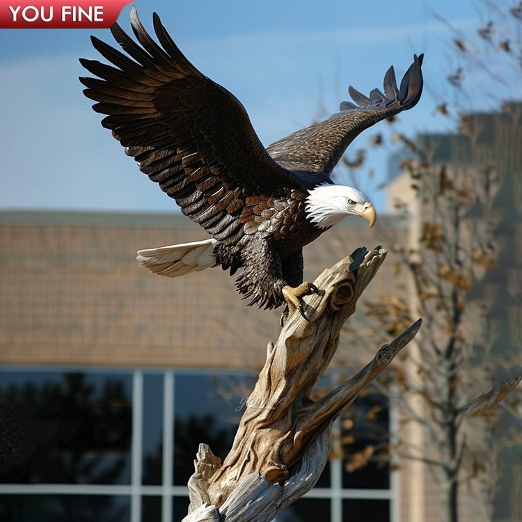 Outdoor Garden Art Decoration Large Cast Bronze Eagle Sculpture Brass Statue