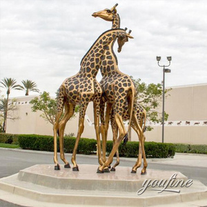 Outdoor Garden Life Size Bronze Giraffe Sculpture Statue