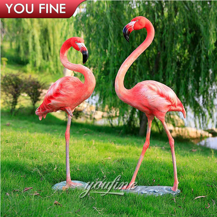 Outdoor Garden Life Size Resin Flamingos Statue Sculpture