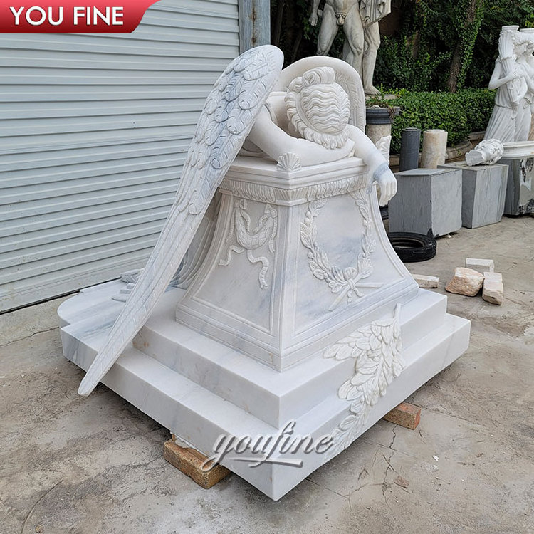 Outdoor Life Size Natural Marble Headstone Weeping Angel Tombstone Headstone