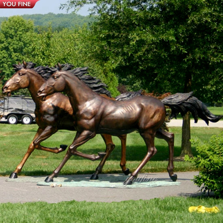 Outdoor Farm Life Size Brass Standing Bronze Jumping Horse Statue Sculpture