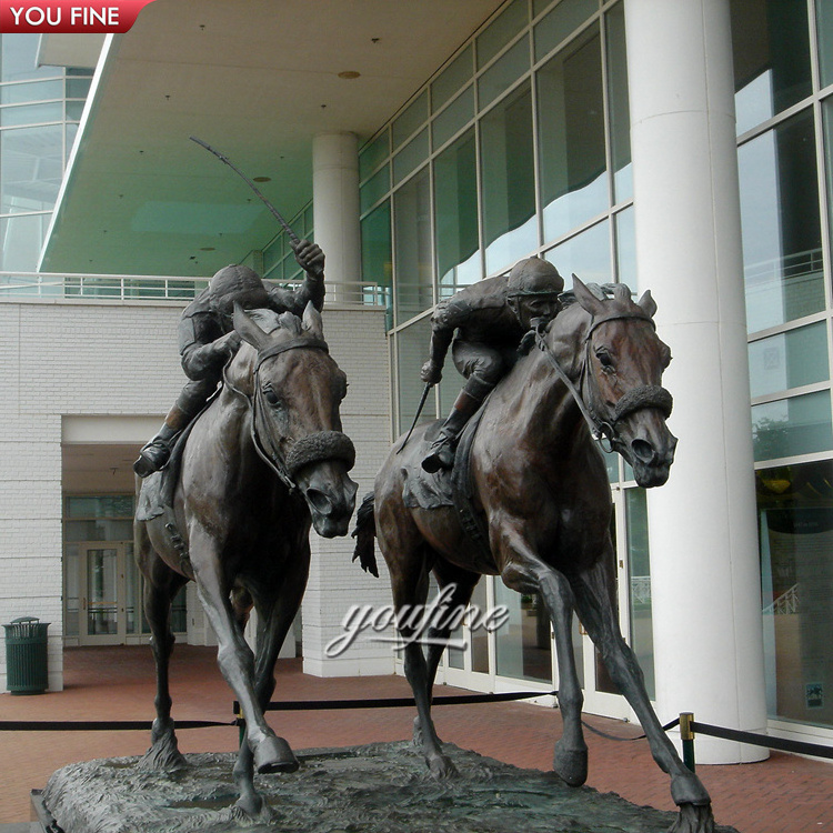 Life Size Bronze Hunter Ridding Horse Sculpture