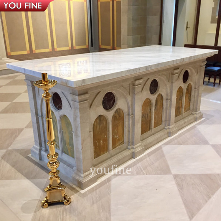 Custom Classic Large Hand Carved Main Marble Altar Table