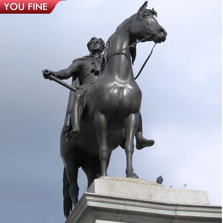 Life Size Bronze Hunter Ridding Horse Sculpture