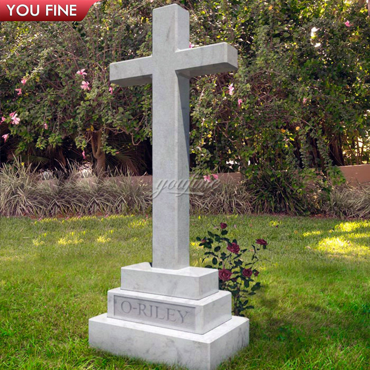 Outdoor Large Granite Cross Luxurious Marble Cross Headstone Monument