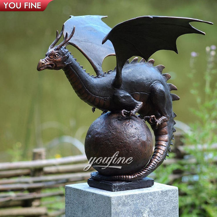 Outdoor Garden Large Metal Animals Bronze Dragon Water Fountain