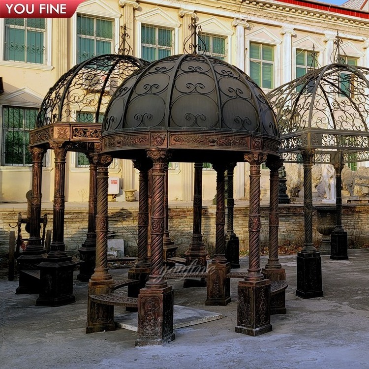 Outdoor Cast Round Iron Garden Gazebo