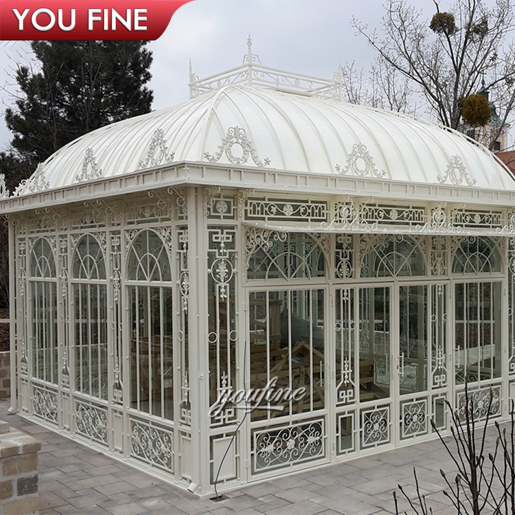 Outdoor Garden Decorative Wrought Iron Large Gazebo Orangery Sunroom